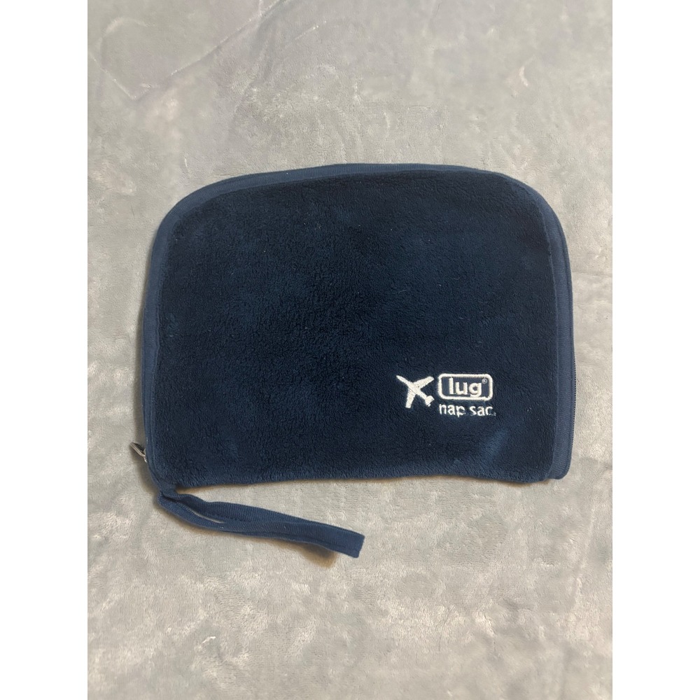Lug Nap Sac Travel Blanket and Pillow Cover Set Navy Blue Fleece Zippered Pouch